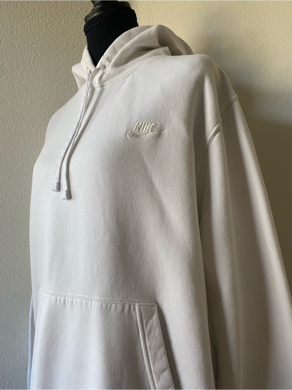 Nike White Crewneck Hoodie with Embroidered Logo